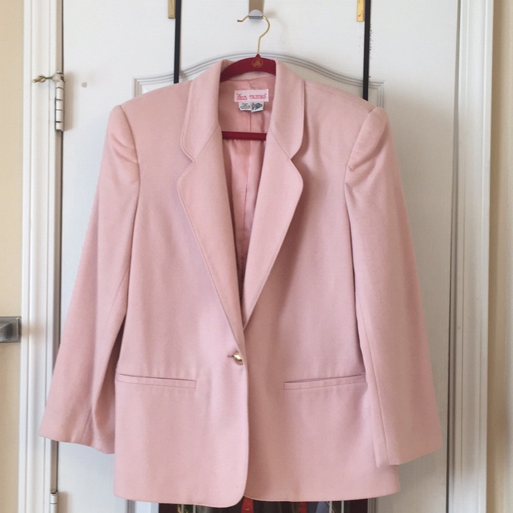 Vintage Blush Pink Single Breasted Wool Blazer
